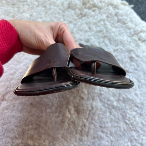 Donald J Pliner: TRISTA Slip On Brown Leather Contemporary Block Heeled Sandals - Picture 7 of 12